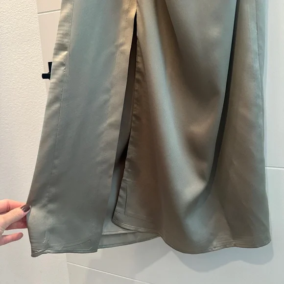 Show Me Your Mumu Adele Halter Maxi Dress Moss Green Luxe Satin Wedding Chic S - Picture 13 of 16